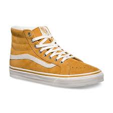 Black And Gold Vans High Tops Blue High Tops Shop Blue High Tops At Vans Shoes Vans Sk8 Hi Slim Vans Sk8