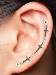 Pretty Crucifix Pattern Earrings Ear Cuff Double Earrings Earrings
