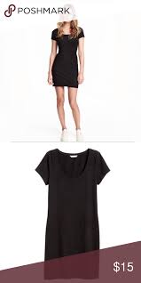 H M Black Fitted Jersey T Shirt Dress Shirt Dress Dresses Clothes Design