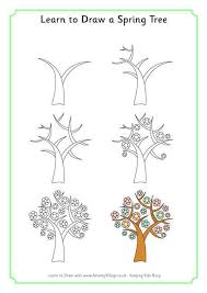 Kids love to draw using a rainbow of colors and watch how quickly their we started the seasons a winter picture made from sticks. Learn To Draw A Spring Tree Tree Drawing Drawings Spring Tree