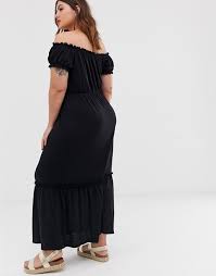 New Look Curve Bardot Maxi Dress In Black Asos Maxi Dress Dresses New Look