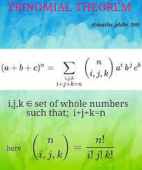 Example A B C A B C 2ab 2ac 2bc Number Of Terms For A Trinomial Theorem Is Given By Learning Mathematics Studying Math Physics And Mathematics