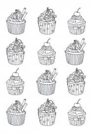 Cupcakes And Cakes Coloring Pages For Adults Page 3