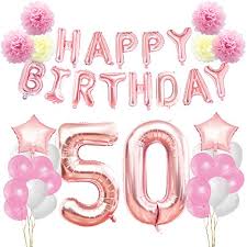 50 is the new 30. Kungyo Rosa Oro Buon Compleanno Decorazioni Kit Per 50 Anni Rose Gold Happy Birthday Bandiera Numero Gigante 50 E Stelle Palloncini Foil Carta Pom Fiori Forniture Per Feste