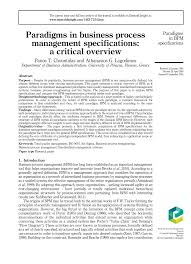 Pdf Paradigms In Business Process Management Specifications A Critical Overview