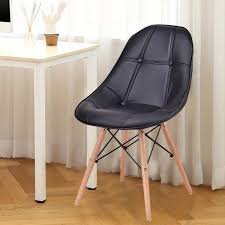 Set Of 2 Armless Pu Leather Dining Chairs With Wood Legs Kitchen Dining Room Chairs Chair Leather Dining Chairs Leather Dining Side Chairs Leather Dining