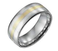 Steel By Design Men S 8mm Polished Ring W 14kgold Inlay Qvc Com Steel By Design Rings Replacement Wedding Ring