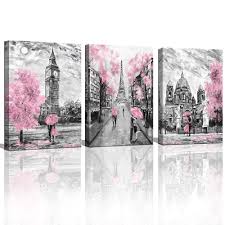 Personalized girls wall sign, paris theme sign, pink ooh la la eiffel tower wall decor, paris nursery room decor, custom door sign gift idea. Black And White Canvas Wall Art For Living Room Bedroom Bathroom Girls Pink Paris Theme Room Decor Oil Painting Print London Big Ben Tower Eiffel Painting For Wall Decor Pink Buy Online
