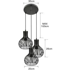 Grand choix de suspensions luminaires modernes pour le salon & la salle à manger large choix de coloris, formes et styles commandez en toute sécurité ! 3 Tete Lustre Suspension Luminaire Cage En Fer Noir Moderne Lampe Suspension Interieur Industrielle Pour Cuisine