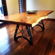 Handcrafted Vintage Industrial Steampunk Metal Legs Live Edge American Elm Wood Slab Table Industrial Table Legs Metal Table Legs Industrial Metal Table Legs