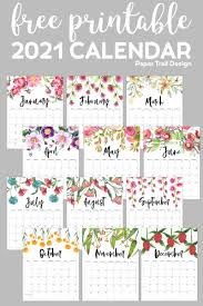 Free Printable 2021 Floral Calendar Paper Trail Design In 2020 Free Printable Calendar Calendar Printables Printable Calendar Template