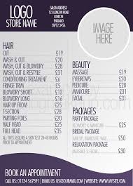 Beautifully Designed Menus And Price Lists For Salons Hair