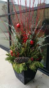 Winter Container Planter Spruce Tips Dogwood Pine Cones Chr Christmas Floral Arrangements Outdoor Christmas Decorations Christmas Decorations Diy Outdoor