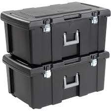 Recessed knuckle hinges to prevent sagging. Bins Totes Containers Boxes Lockable Storage Footlocker Wheeled Storage Tote 22 Gallon In 2021 Plastic Storage Bins Heavy Duty Storage Bins Lockable Storage Box