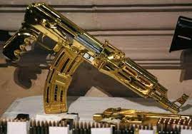 The entire gun can be plated or it can be plated in very specific areas using pen plating. Golden Guns