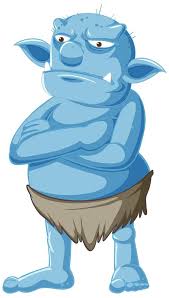 Blue Grumpy Goblin Character Standing 1337890 Download Free Vectors Clipart Graphics Vector Art