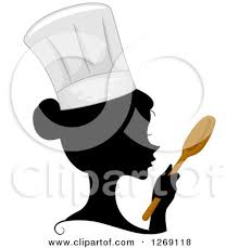 Clipart Of A Silhouetted Black Chef Woman S Face With A Colored Spoon And Hat Royalty Free Vector Illustratio Free Vector Illustration Catering Logo Clip Art