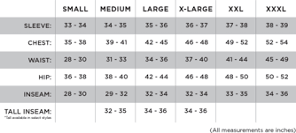 Sizing Chart First Lite Performance Hunting