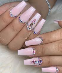 Cuete nail designs with diamonds bring with them a special type of allure as the amazing look that you can easily create with your very own nails is much easier then you may have thought. Skybeadsonline Swarovski Glamandglitsnails Clawaddicts Nailife Nails Pinknails Prettynail Baby Pink Nails With Glitter Baby Pink Nails Pink Bling Nails