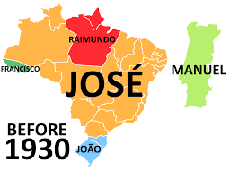 Woa, this is quite a brilliant map! Most Popular Male Name In Brazil And Portugal Throughout The Decades Video Names Map Brazil