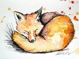 Fox Nursery Watercolor Painting Sleeping Fox Original Small Etsy Watercolor Paintings Small Artwork Woodland Art