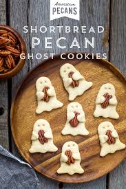 Shortbread Pecan Ghost Cookies American Pecans Recipe Halloween Food For Party Halloween Desserts Halloween Treats For Kids