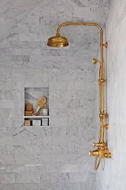 Dreamy Whites Master Bathroom Makeover With Unlacquered Brass Rohl Faucets Rohl Faucet Master Bathroom Makeover Shower Fixtures