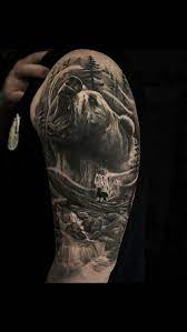 Bear Tattoo Realism Tattoo Artist Liamjeytattoos Perth Western Australia Family Sleeve Tattoo Tattoo Artists Tattoos