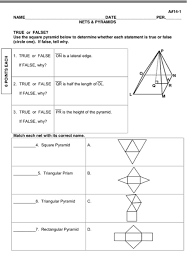 Triangular prism rectangular pyramid net. A 14 1 Name At Per Nets Pyramids True Or False Chegg Com