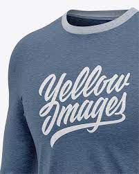 Download Men S Heather Long Sleeve T Shirt Front Half Side View In Apparel Mockups On Yellow Images Object Mockups
