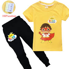 new children summer ryan toys review print t shirt boys christmas funny clothes for girls t shirt pants clothing sets toddler