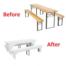 Including a table and two benches, this set is made of durable laminated acacia wood for. Buy 3 Piece Set Picnic Table And Bench Fitted Tablecloth Cover Spandex Stretch Tablecloth Wedding Party At Affordable Prices Free Shipping Real Reviews With Photos Joom
