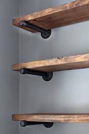 Wooden Shelves Floating Or Supports Like These For Long Wall Over Bench Rustic Wood Shelving Restoration Hardware Inspired Rustic Farmhouse Decor