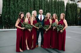 Let The Greenery Do The Talking At Your Boho Romance Wedding Red Bridesmaid Dresses Wedding Bridesmaid Dresses Dark Red Wedding