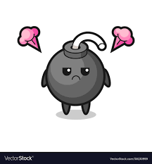 Annoyed expression cute bomb cartoon Royalty Free Vector