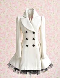Elegant Gothic Double Breasted Gauze Trimming Coat Fashion Style Coat Dress
