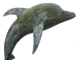 (and favs make me ever more happy!) Lot Dolphin Form Garden Sculpture 20th 21st C Hollow Metal Figure Of Dolphin Jumping On Moveable Tension Rod Attached To Stone Base
