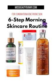 6 Step Morning Skincare Routine For Combination Oily Skin In 2021 Skin Care Skin Care Routine Oil For Dry Skin