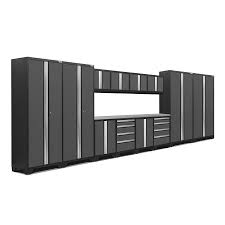 Newage Bold 14 Pc Set Grey Stainless Steel Work Top Newage Products Garage Storage Systems Garage Storage Cabinets