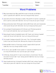 You can place an additional message on the worksheet and get the sheet in one of three supported languages: Word Problems Worksheets Dynamically Created Word Problems