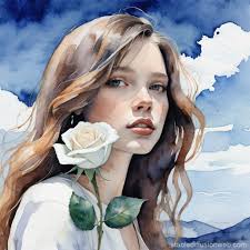 Bloody Hand Holding White Rose