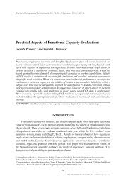 Pdf Practical Aspects Of Functional Capacity Evaluations