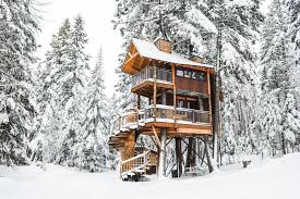 Winter Cabin with Snow