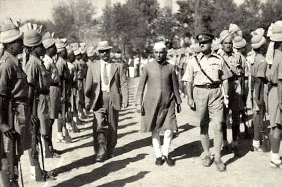 Pandit Nehru's 1946 visit to Khyber Agency with Lt. Colonel Sahibzada Mohammad Khurshid
