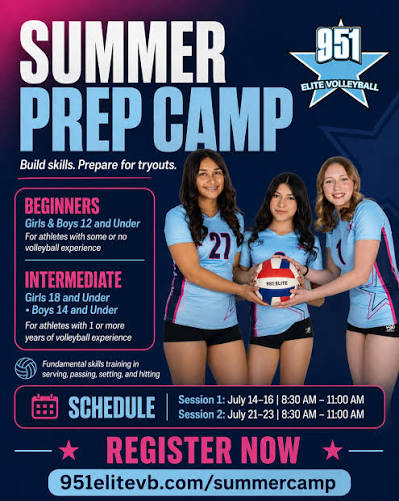 Summer Prep Camp is here ☀️🏐 Build your fundamentals, sharpen your skills,  and get ready for tryouts! Register now at 951elitevb.com/summercamp  #951elitevolleyball #clubvolleyball #murrieta