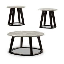Wood round coffee table set. 3pc Ives Solid Wood Coffee Table Set Gray Homes Inside Out Target