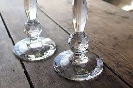 Two vintage mikasa hurricane votive candle holders nib the ritz with candles. Vintage Mikasa Crystal Pair Of Tall Candlesticks Faceted Ball Stem Candle Holders