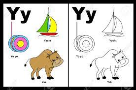 Learning english alphabet with pictures and writing practice for children. Kids Alphabet Coloring Book Page With Outlined Clip Arts To Color Letter Y Royalty Free Cliparts Vectors And Stock Illustration Image 38910478