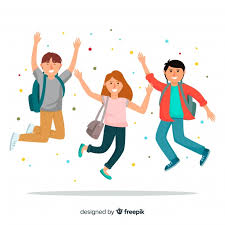Han sido publicados los resultados del examen pisa 2012 y, una vez más, ostentamos una posición de honor si invertimos la lista; Estudiantes Felices Saltando Con Diseno Plano Vector Gratis