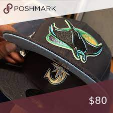 Baseball Fitted Hat Hat Club Exclusive Navy Blue Tampa Baby Rays Fitted Hat Icy Blue Uv Brim New Era Accessories Hats Fitted Hats Baseball Fitted Hats Hats